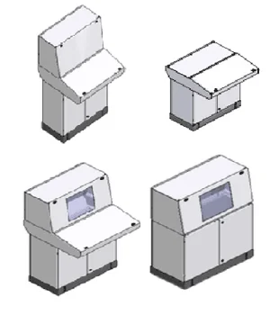 Schéma d'un pupitre de contrôle modulaire métallique