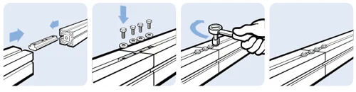 Image explicative pour fixer le patin de raccordement du profilé aluminium