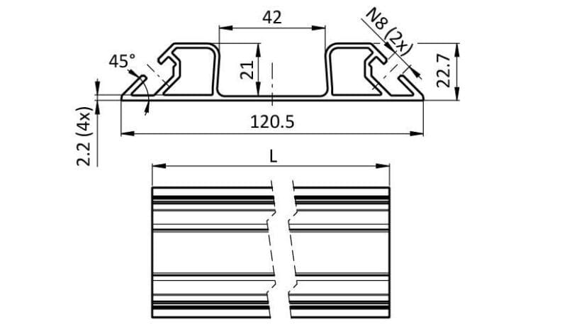 plan rail de gare profilé 40