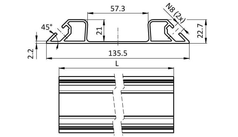 plan rail de gare profilé 55