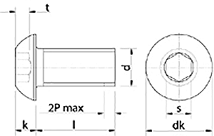 Vis tête bombée hexagona 6 pans creux en inox